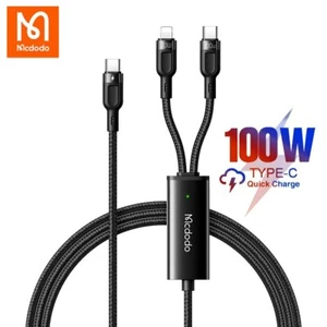 Mcdodo 2 in 1 Multi USB Charger Cable for iPhone USB C 100W 5A Charging 1.2m - Picture 1 of 13