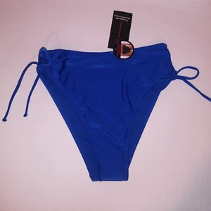No Boundaries Swim Bikini Bottom Medium 7 9 Blue Solid Cheeky High Waist High Le - Picture 1 of 8