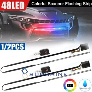 1/2x 48LED RGB Knight Rider Scanner Flash Car Strobe 7 Color Light Kit Strip 22" - Picture 1 of 26