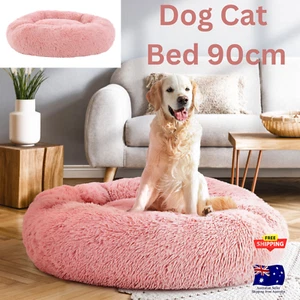 i.Pet Pet Bed Dog Cat 90cm Large Calming Soft Plush Dogs Comfort Cats Pets Pink - Picture 1 of 8
