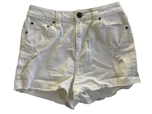 Dickies Frayed Cut Off Shorts Womens Jrs 5 / 27 White Hi-Rise Distressed #1840 - Picture 1 of 11