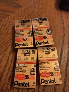 Pentel 0.5mm HB Refill Leads Ultra Fine 0.5 Sealed Box one dozen tubes Lot of 4 - Picture 1 of 3