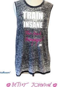 Betsey Johnson Burn Out Workout Tank Top “Train insane” "Drink Champagne" Sz M - Picture 1 of 6