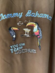 Tommy Bahama Mens Sz XXL Brown Embroidered  “You Can Toucan Lounge” Silk  Shirt