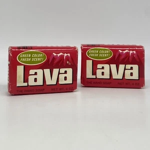 2 Vintage Bars of LAVA Hand Soap 1960s Wrapper Green Color Fresh Scent 4 oz - Picture 1 of 3