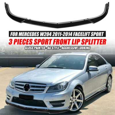 FOR MERCEDES C-CLASS W204 2011-2014 FACELIFT SPORT BUMPER FRONT LIP SPLITTER NEW - Image 1 of 4