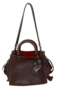 Coach Rogue 25 Ochsenblut Tasche mit Leder Pailletten Applikation Teerose Taschenanhänger - Bild 1 von 24