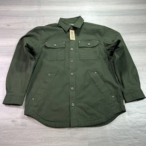 NEW Duluth Trading Jacket Mens Medium Green Burly Flex Fire Hose Shacket Lined - Picture 1 of 11