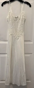 Flora Nikrooz Showstopper Swiss Dot Lace Appliqué Satin Bridal Nightgown - Picture 1 of 6