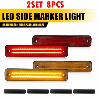 8PCS Front Amber Rear Red LED Side Marker Signal Light For 2003-2009 Hummer H2 C - Image 1 of 4
