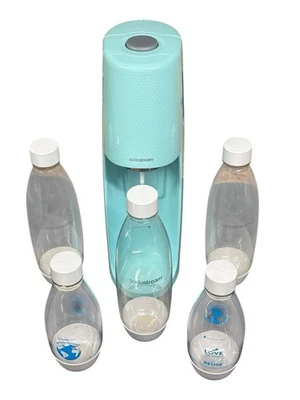 Máquina de agua con gas SodaStream Fizzi con 5 botellas y medio CO2 lleno - azul aguamarina Foto 1 de 4