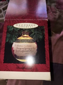 1993 Hallmark Keepsake Christmas Ornament Grandparents Round Glass Ball - Picture 1 of 5