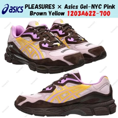 PLEASURES × Asics Gel-NYC Rosa Marrón Amarillo 1203A622-700 Hombres Talla - Imagen 1 de 4