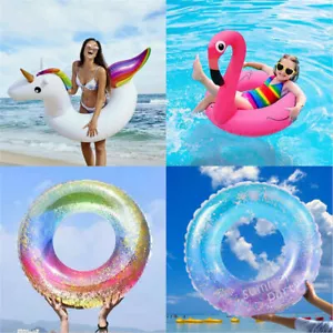 Adults Kids Inflatable Swimming Ring Large Unicorn Swim Pool Beach Floats Toy UK - Picture 1 of 18