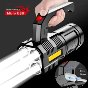 Torcia LED Torcia Super Luminosa Campeggio Lampada Tattica USB Ricaricabile Esterno - Foto 1 di 18