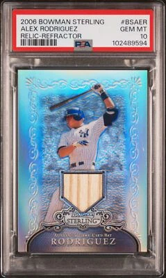 Alex Rodriguez 2006 Bowman Sterling Bat Relic Refractor/199 PSA 10 Yankees Foto 1 de 2