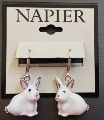 Pendientes colgantes Napier tono plata conejito de Pascua conejo nuevos con etiquetas Foto 1 de 4