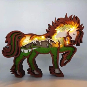 Barn Style 3D Wood Animal Decorations with String Lights - Bild 1 von 2