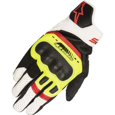 Alpinestars SP-5 Leather Motorcycle Gloves | Black/White/Flo Yellow/Red - Image 1 of 4