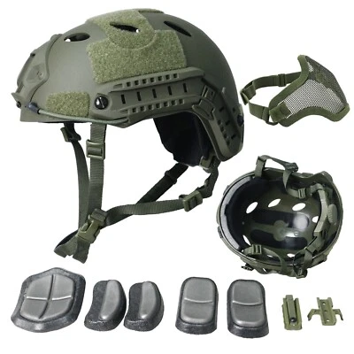 IMESHBEAN Military Tactical Airsoft Paintball SWAT Protective FAST Helmet Hat W/Half Mask