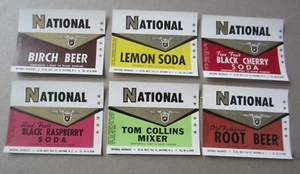 Lot of 6 Old Vintage 1950's - NATIONAL - Soda LABELS - Bayonne N.J. - Picture 1 of 1