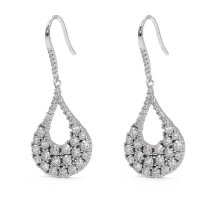 Orecchini Goccia Pendenti in Argento 925 e Zirconi Bianchi - Immagine 1 di 4