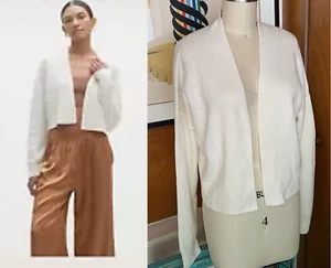 NWT $235 Naked Cashmere Madeline crop Cardigan Open Front Sz M N20958 ecru - Picture 1 of 10