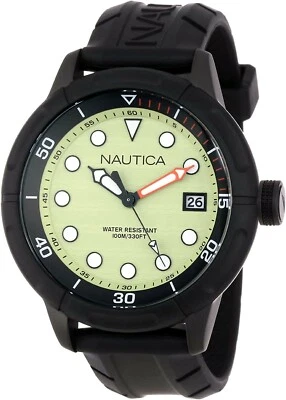 NAUTICA NMX 601 green dial Men's Enamel bezel diver Watch black luminous N17618G - Image 1 of 2