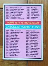 Topps Red Back Football Cards 1977-78 Checklist 111-220 (no.168) - Unmarked