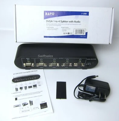BAFO BF-3360 - SVGA 1-to-4 Active Powered HD15 SVGA Source Splitter w/ Audio - Image 1 of 4