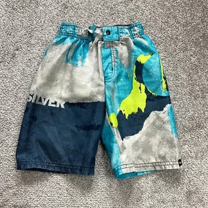 Quick Silver Boys Swim Trunks Small Multicolor Geometric Drawstring Shorts Beach - Picture 1 of 13