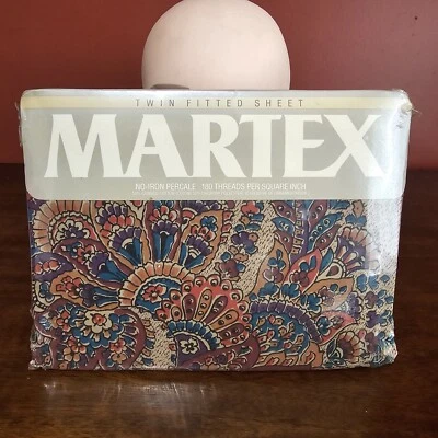 Folha plana dupla vintage Martex sem ferro percal ardósia nova Samarkand - Imagem 1 de 2