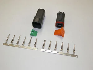 6X BLACK DEUTSCH DT SERIES CONNECTOR SET 16-18-20 GA STAMPED NICKEL TERMINALS - Picture 1 of 1