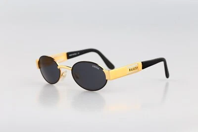 Egizia 21 02, Vintage 90s black and gold small oval sunglasses mens & women, NOS - Image 1 of 4