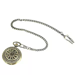 1 PC Vintage Mechanical Skeleton Roman Numeral Double Half Hunter Pocket Watch - Picture 1 of 13
