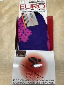 Euro Sock Padded Ski Snowboard Socks - Purple - Medium (8-10) - Women's - New - Picture 1 of 7