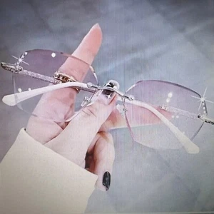 Lesebrille 3,5 Damen Glitzernd Randlos Silberfarben Sechseckig Modisch - Bild 1 von 4