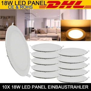 10 PCS 18W LED Panel Einbaustrahler 85V-265V EinbauLampe Deckenleuchte Warmweiß - Bild 1 von 12