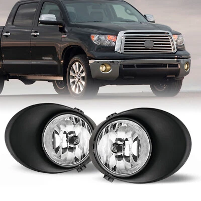 Fit 2007-2013 Toyota Tundra Front Bumper Clear Fog Lights Lamps W/Covers 2pcs - Image 1 of 4