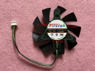  Fan Replacement 47mm 4Pin FD8015U12S 12V 0.5A R108 75mm ATI AMD HD7850 HD7950 - Image 1 of 4