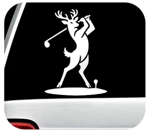 Deer Playing Golf Cart Decal Golfing Deer Golfer Sticker for Car Window BG2101 - Picture 1 of 10