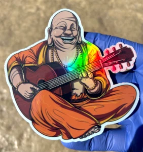 Buddha Man Holographic Sticker Waterproof Vinyl 420 Hippie Music Stoner Decal - Picture 1 of 2