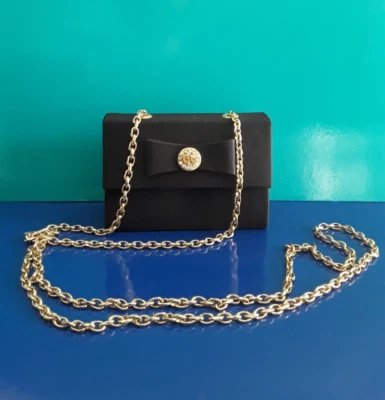 "Guy Laroche" mini-borsa da sera, anni 90, colore nero, con strass e decoro. - Photo 1/4