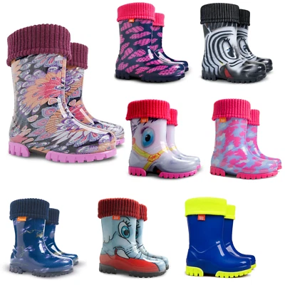 Demar Kleinkinder Kinder Jungen Mädchen Wellies Regenstiefel warm gefüttert Wellington Stiefel