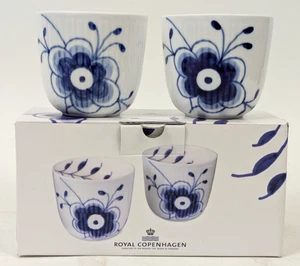 Royal Copenhagen Blue Fluted Mega Tealight Votive Holders Cup #150 Pair ~ NEW - Picture 1 of 9