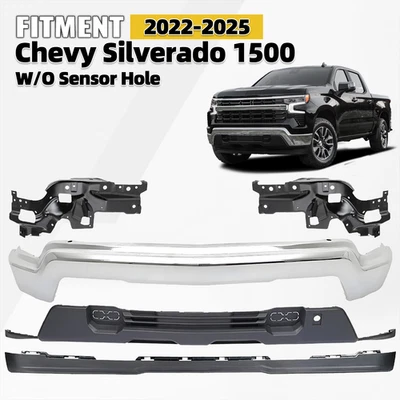 For 2022-2025 Chevy Silverado 1500 Front Bumper Cover Assembly Chrome - Image 1 of 4