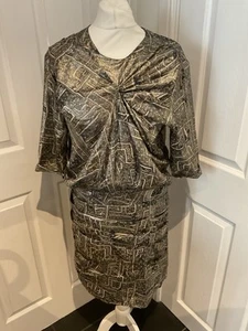 Isabel Marant X H&M Dress Size Euro 42 Uk 14 Bronze Metallic Silk Mini Party - Picture 1 of 9