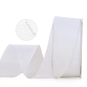 White Burlap Wired Ribbon 2-1/2 inch x 20 Yards Crafts Wreath Bow Making - Picture 1 of 6