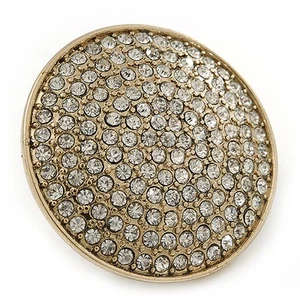 Statement Round Pave Set Elementi Cristallo Swarovski 'Discus' Anello Elastico - - Foto 1 di 6