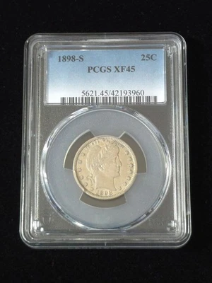 1898-S Barber Quarter PCGS Graded XF45 #42193960 - Image 1 of 4